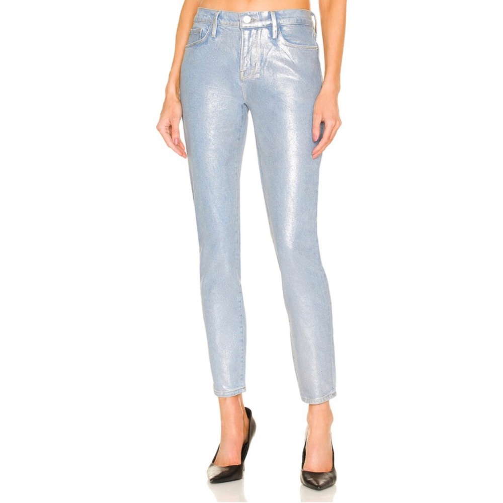NWT FRAME Le Skinny De Jeanne in Chrome